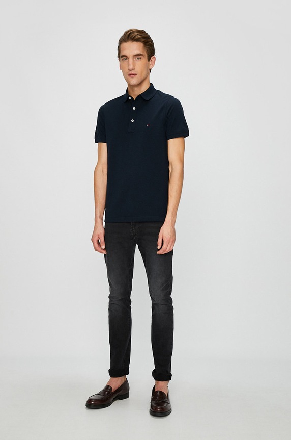 Tommy Hilfiger - Pánske polo tričko MW0MW04975 tmavomodrá AA00