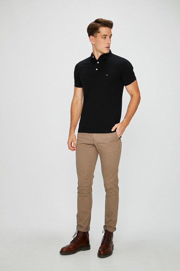 Ρούχα Tommy Hilfiger - Πόλο MW0MW04975 μαύρο
