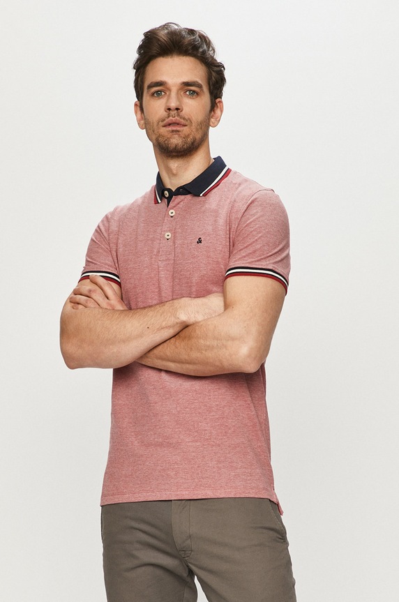 Polo tričko Jack & Jones jednofarebný červená 12136668