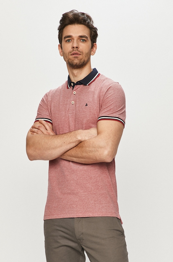 Polo tričko Jack & Jones jednofarebný červená 12136668