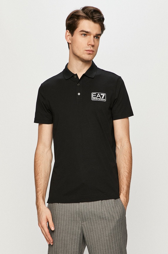 EA7 Emporio Armani - Polo 8NPF12.PJNQZ bawełna czarny 8NPF12.PJNQZ