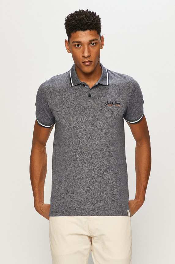 Jack & Jones - Polo tričko jednofarebný tmavomodrá 12186778