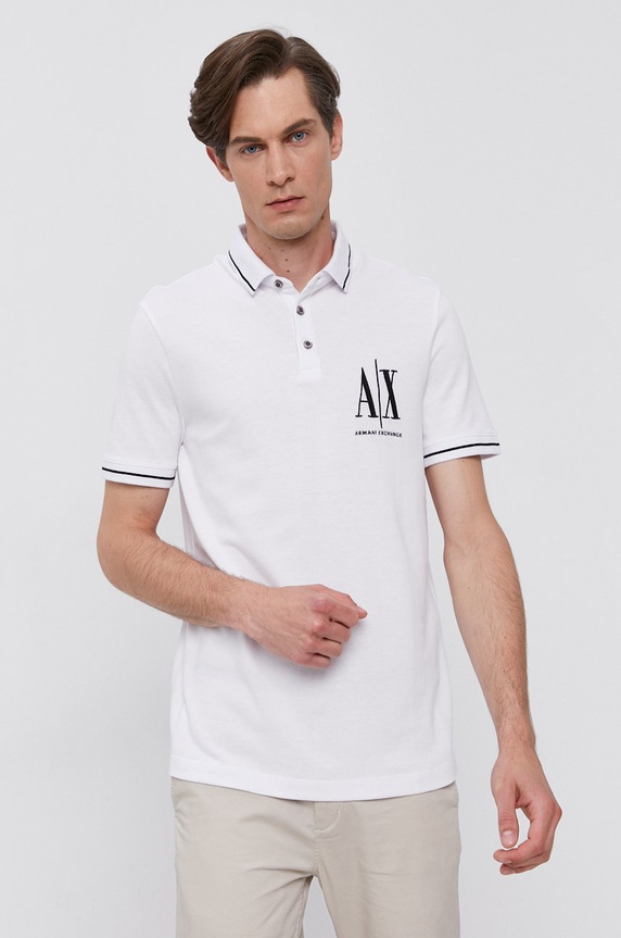 Polo majica Armani Exchange pamuk bijela 8NZFPA.Z8M5Z.NOS