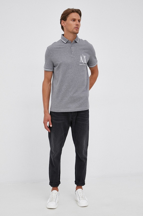 Armani Exchange Polo 8NZFPA.Z8M5Z.NOS 8NZFPA.Z8M5Z.NOS szary AA00