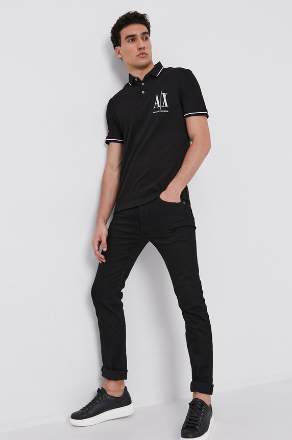 Armani Exchange Polo 8NZFPA.Z8M5Z.NOS 8NZFPA.Z8M5Z.NOS czarny AA00