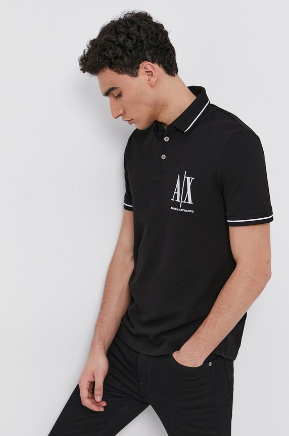 Armani Exchange Polo 8NZFPA.Z8M5Z.NOS czarny 8NZFPA.Z8M5Z.NOS