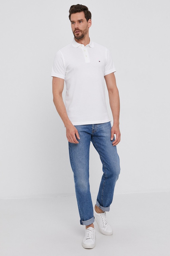 Πόλο Tommy Hilfiger MW0MW17771.NOS λευκό SS21