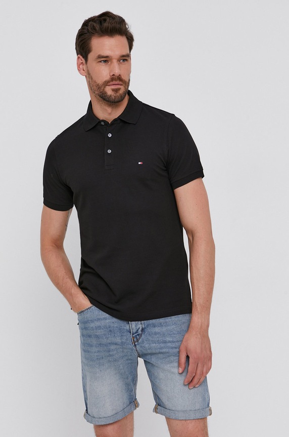 Πόλο Tommy Hilfiger μαύρο MW0MW17771.NOS