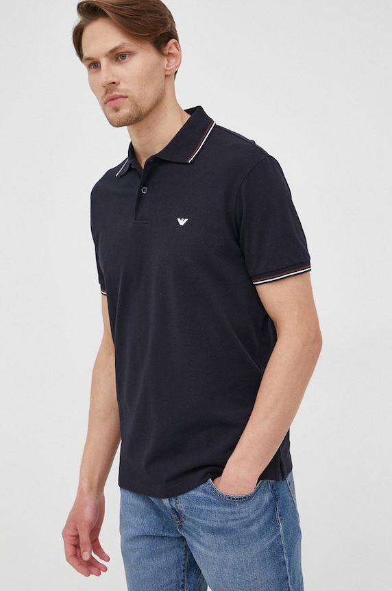 Polo tričko Emporio Armani jednofarebný tmavomodrá 8N1FB3.1JPTZ.NOS