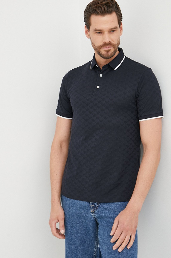 Bavlnené polo tričko Emporio Armani slim tmavomodrá 8N1FP0.1JHWZ.NOS