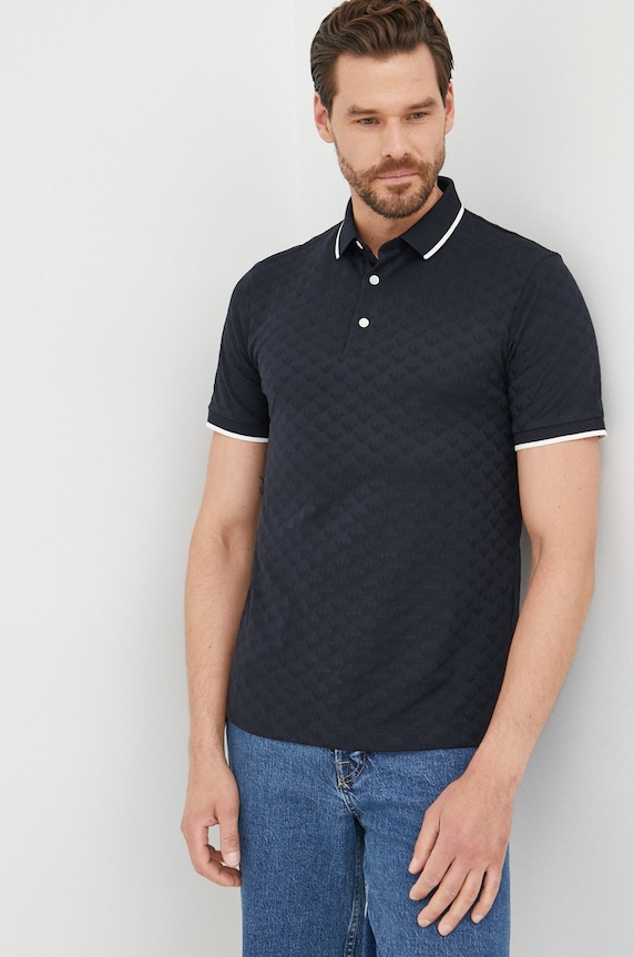 Bavlnené polo tričko Emporio Armani slim tmavomodrá 8N1FP0.1JHWZ.NOS