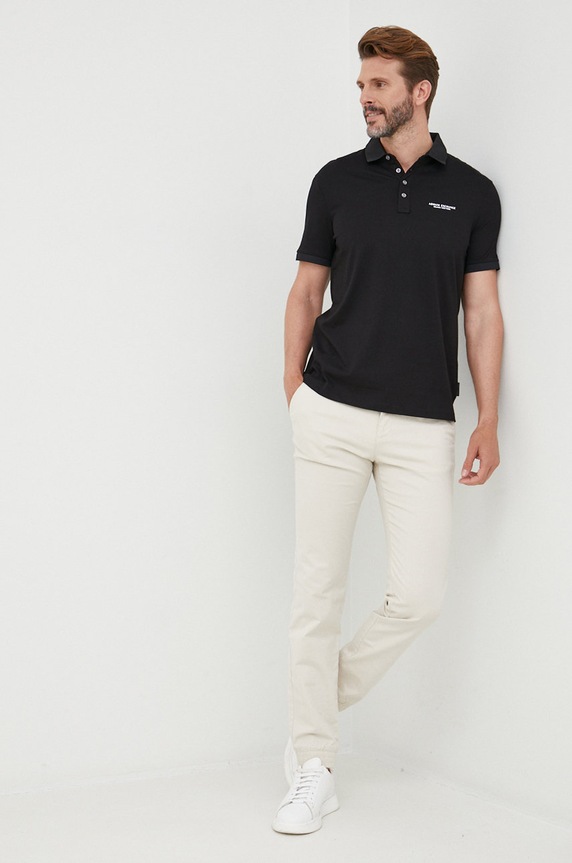 Armani Exchange polo bawełniane nadruk czarny 8NZF80.Z8H4Z.NOS