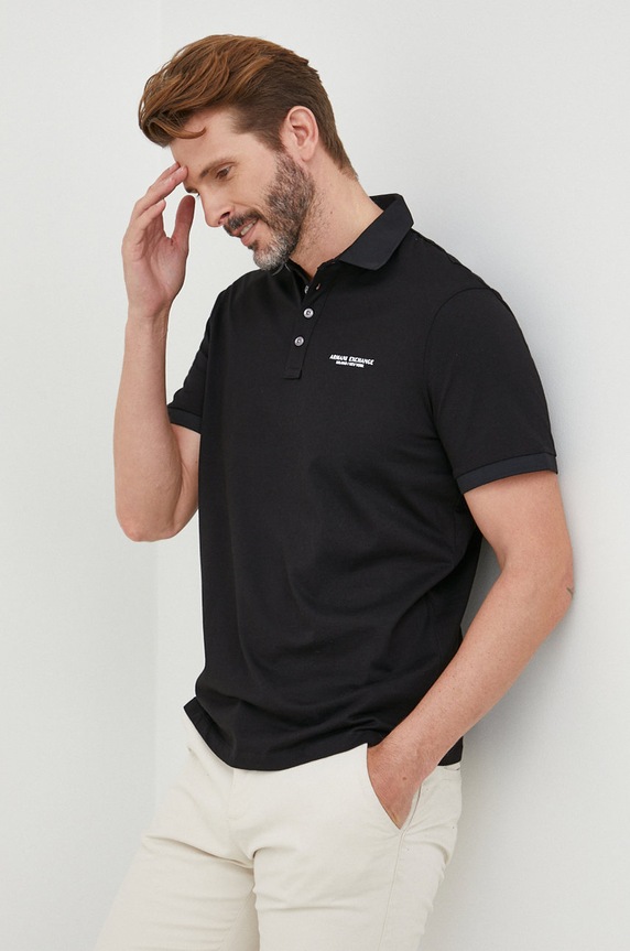 Armani Exchange polo bawełniane 8NZF80.Z8H4Z.NOS czarny SS25