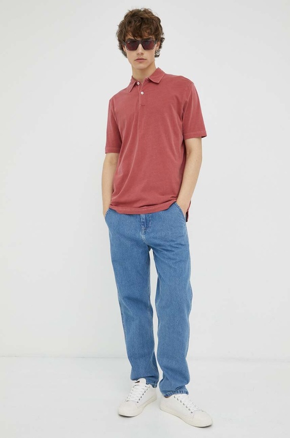 Bombažen polo Marc O'Polo M24221053056 bordo AA00