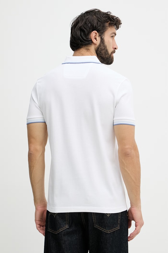 Ρούχα BOSS Green πόλο ανδρικό βαμβακερό Paddy 50469055 λευκό