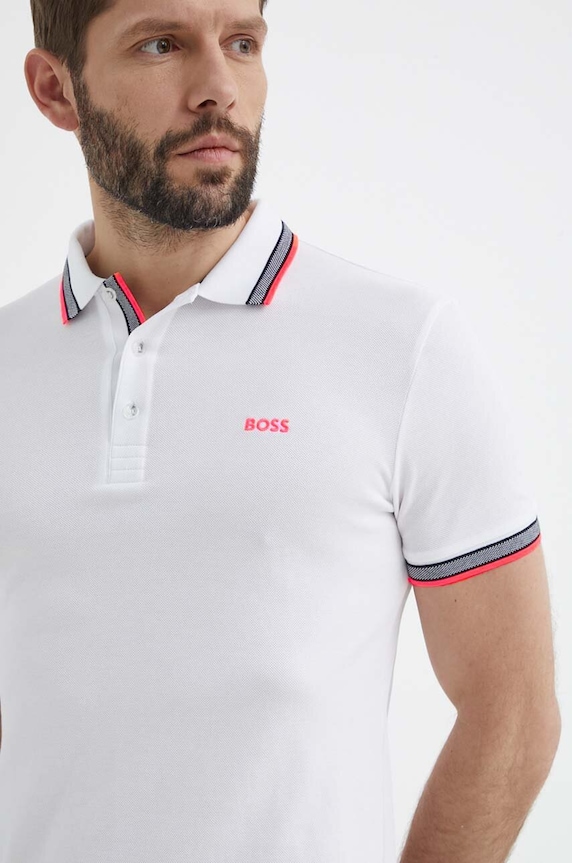 BOSS Green polo męskie bawełniane Paddy 50469055 biały AA00