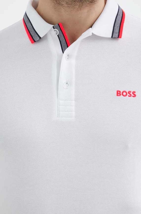 BOSS Green polo męskie bawełniane Paddy biały 50469055