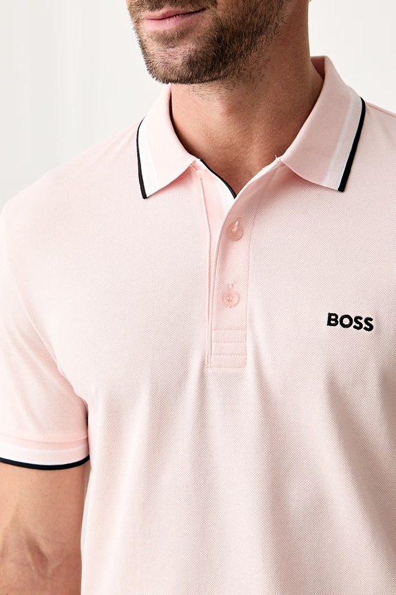 BOSS Green polo męskie bawełniane Paddy 50469055 różowy