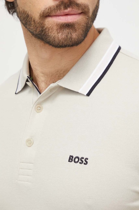 BOSS Green polo męskie bawełniane Paddy beżowy 50469055