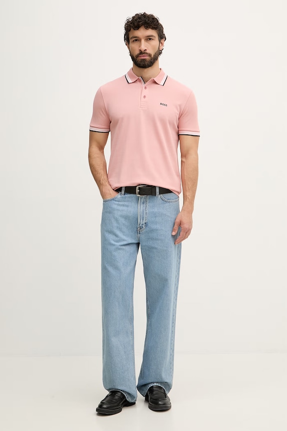 BOSS Green polo majica moška bombažna Paddy 50469055 roza AA00