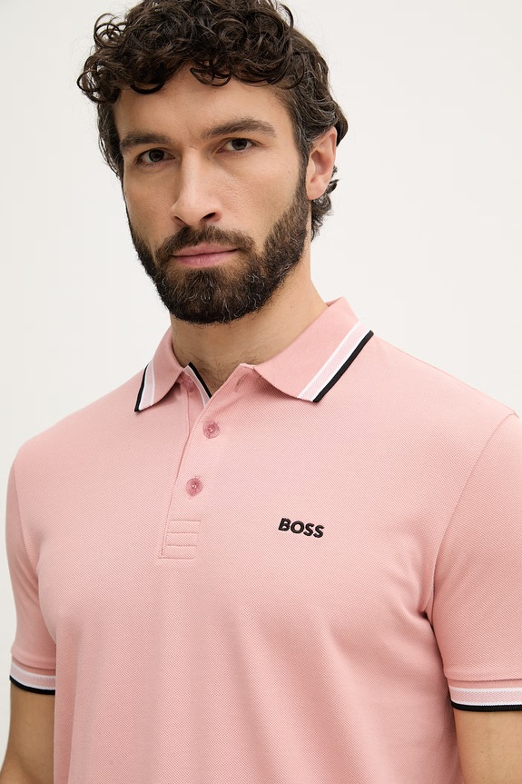 BOSS Green polo majica moška bombažna Paddy roza 50469055