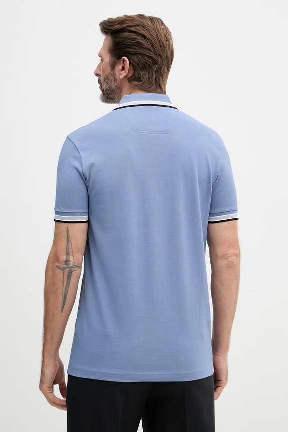 Ρούχα BOSS Green πόλο ανδρικό βαμβακερό Paddy 50469055 μπλε