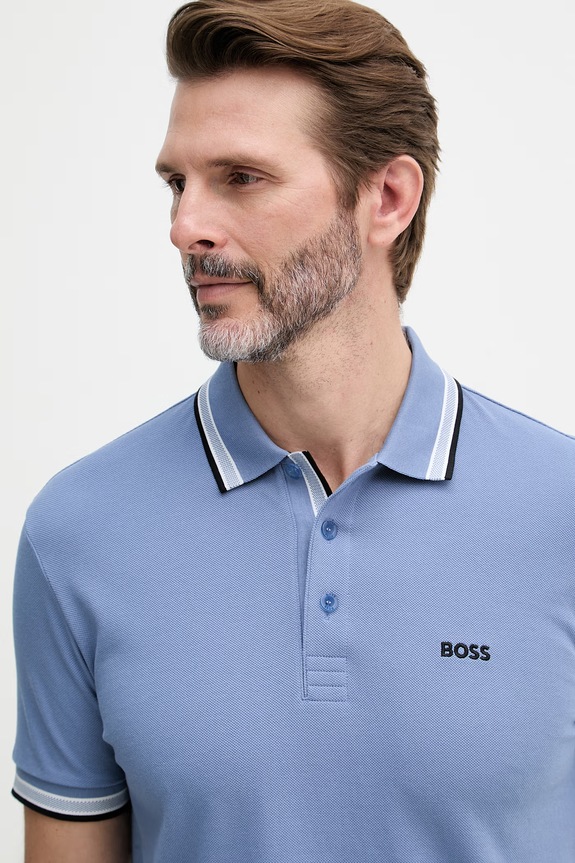 BOSS Green πόλο ανδρικό βαμβακερό Paddy μπλε 50469055