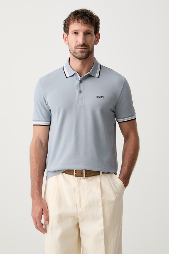 BOSS Green polo bărbătesc din bumbac Paddy albastru 50469055
