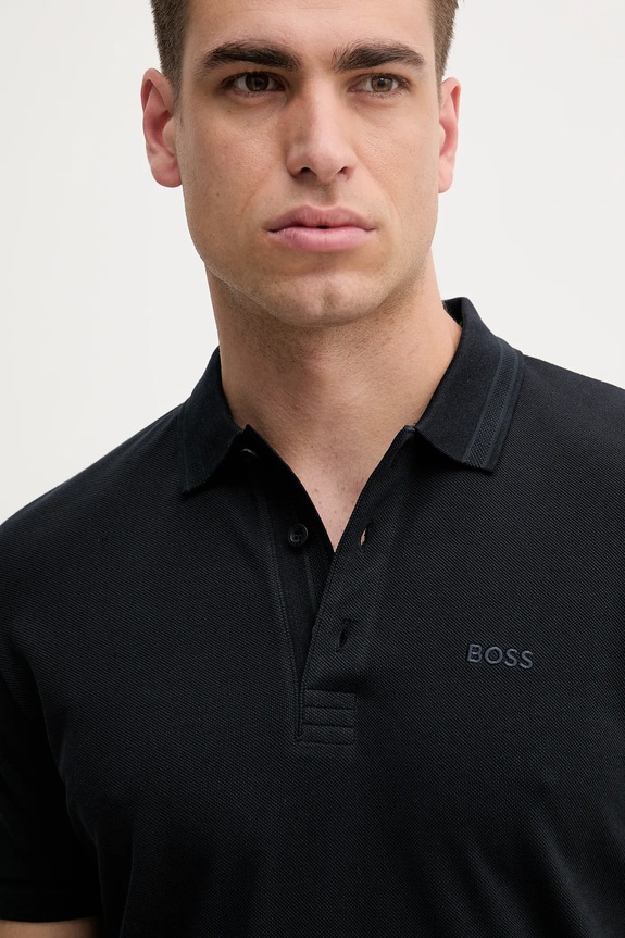 Ρούχα BOSS Green πόλο ανδρικό βαμβακερό Paddy 50469055 σκούρο μπλε
