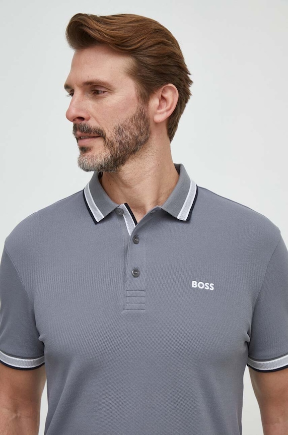 Odzież BOSS Green polo męskie bawełniane Paddy 50469055 szary