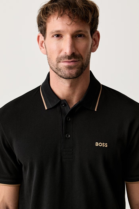 BOSS Green polo męskie bawełniane Paddy czarny 50469055