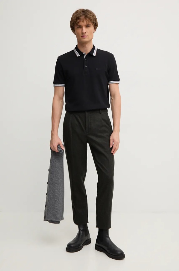 BOSS Green polo pánské bavlněné Paddy 50469055 černá AA00