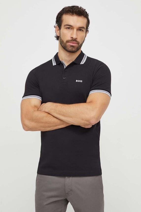 BOSS Green polo pánské bavlněné Paddy 50469055 černá AA00