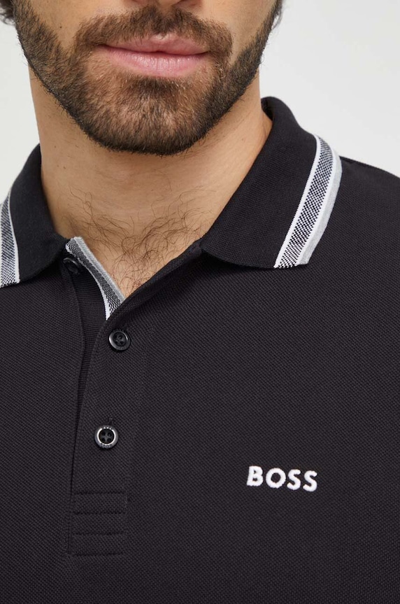 BOSS Green polo pánské bavlněné Paddy černá 50469055