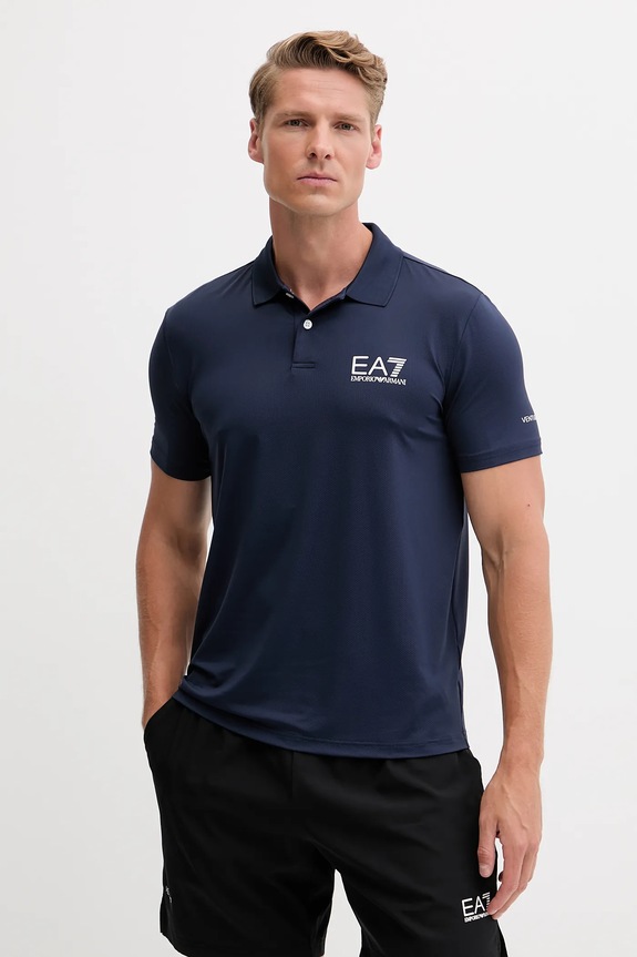 EA7 Emporio Armani tricou polo regular bleumarin 8NPF23.PJEMZ