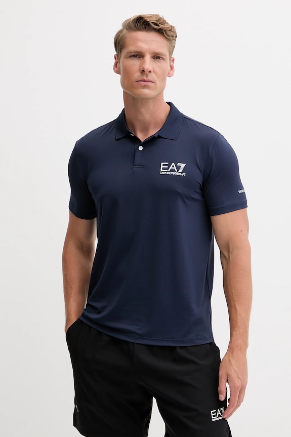 EA7 Emporio Armani tricou polo regular bleumarin 8NPF23.PJEMZ