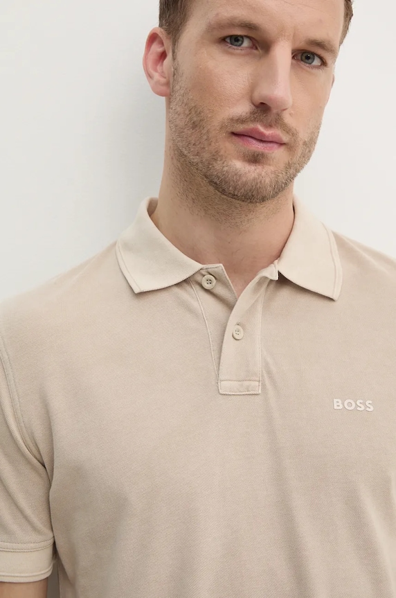 BOSS Orange polo męskie bawełniane Prime beżowy 50507813