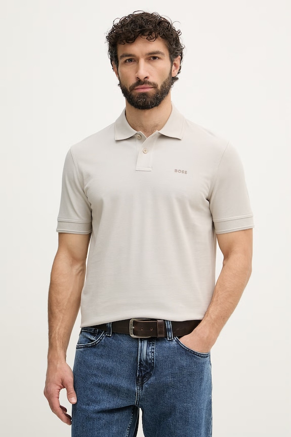 BOSS Orange polo męskie bawełniane Prime szary 50507813