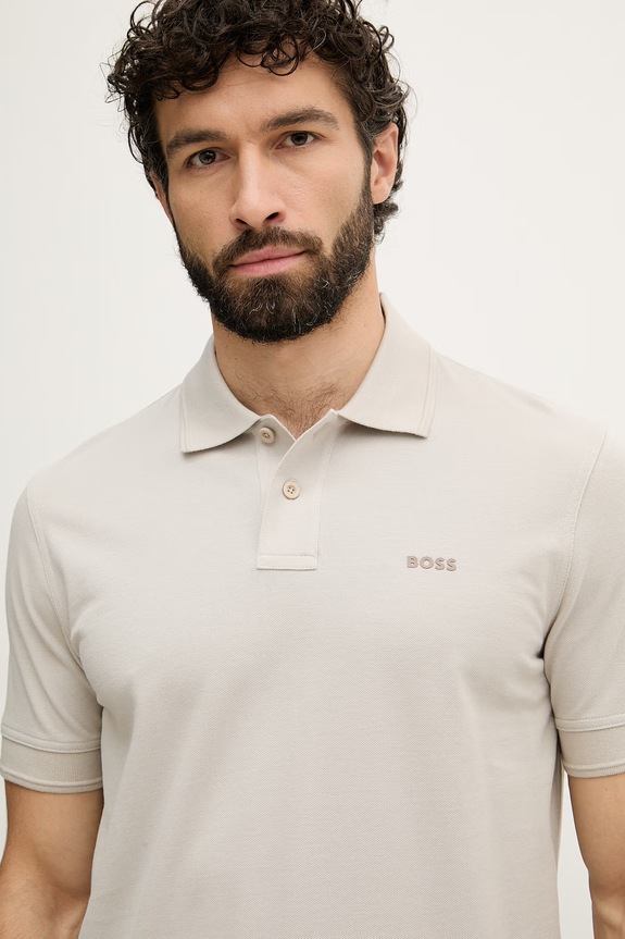 BOSS Orange polo męskie bawełniane Prime szary 50507813