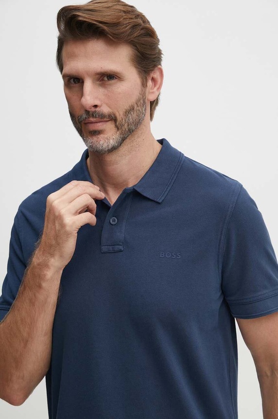 BOSS Orange polo męskie bawełniane Prime bawełna granatowy 50507813
