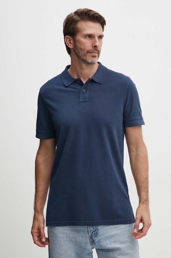 BOSS Orange polo męskie bawełniane Prime 50507813 granatowy AA00