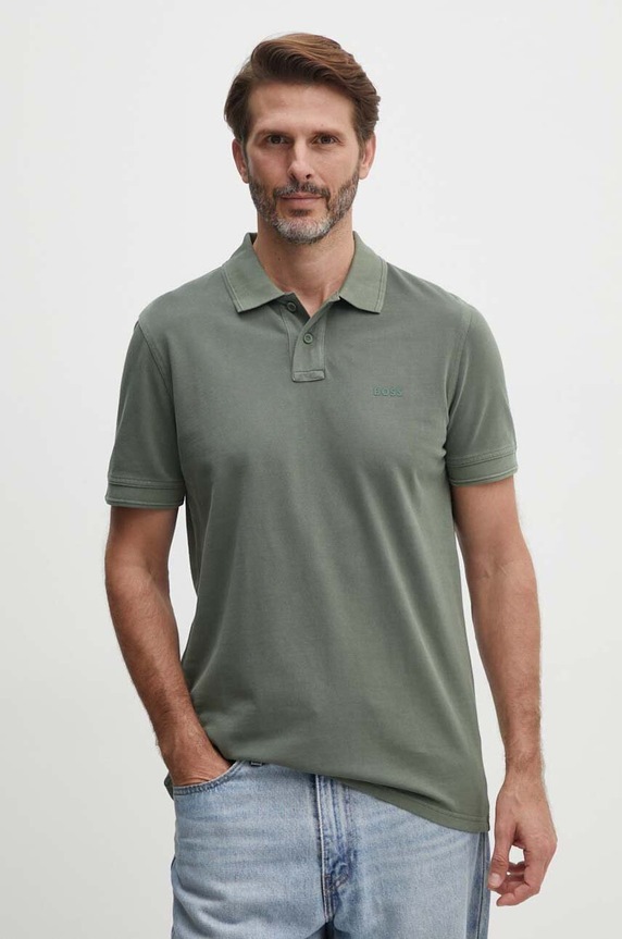 BOSS Orange polo męskie bawełniane Prime bawełna zielony 50507813