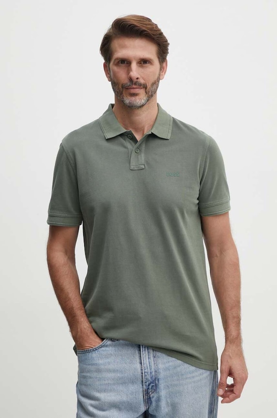 BOSS Orange polo męskie bawełniane Prime bawełna zielony 50507813