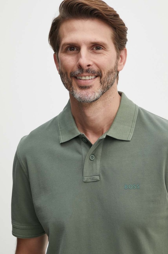 BOSS Orange polo męskie bawełniane Prime 50507813 zielony AA00