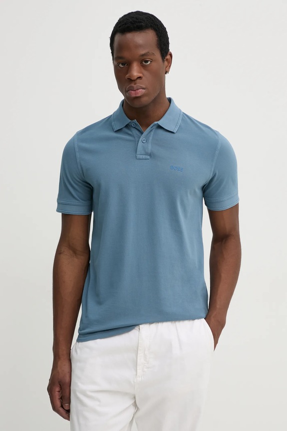 BOSS Orange polo męskie bawełniane Prime bawełna niebieski 50507813