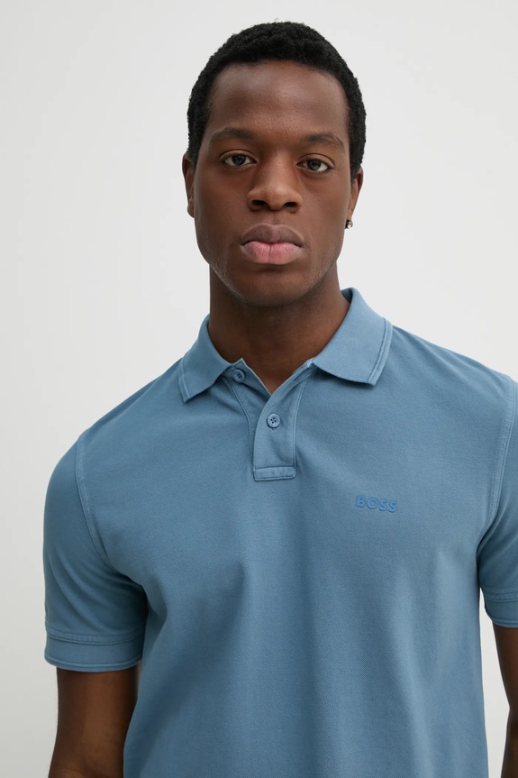 BOSS Orange polo męskie bawełniane Prime niebieski 50507813