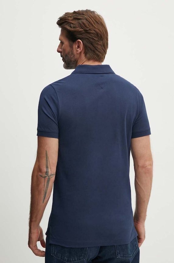 Ρούχα Βαμβακερό μπλουζάκι πόλο Tommy Jeans DM0DM15370 σκούρο μπλε