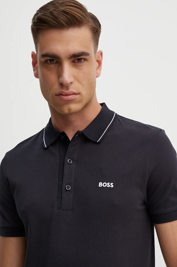 Boss Green pamut póló sima sötétkék 50506195