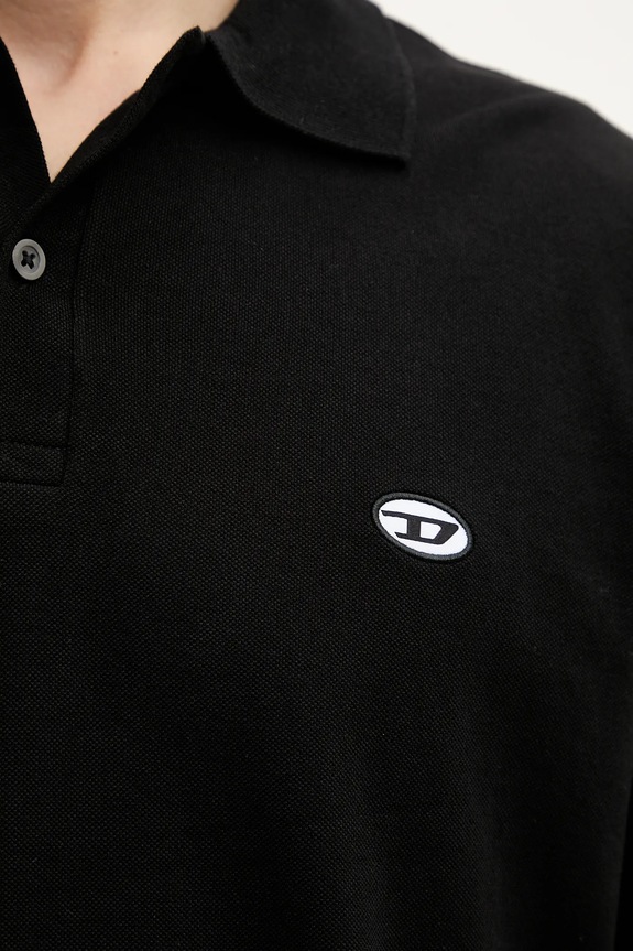 Βαμβακερό μπλουζάκι πόλο Diesel T-REJUST-DOVAL-PJ POLO SHIRT A15057.0AIJR μαύρο