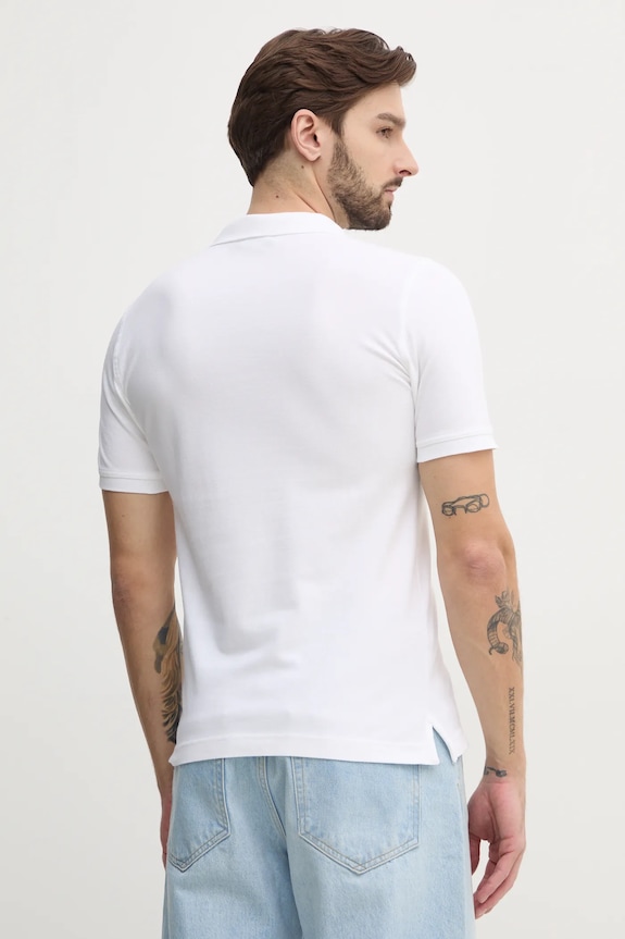 Oblečenie United Colors of Benetton polo tričko pánske bavlnené s elastanom 3WG9U301Z biela